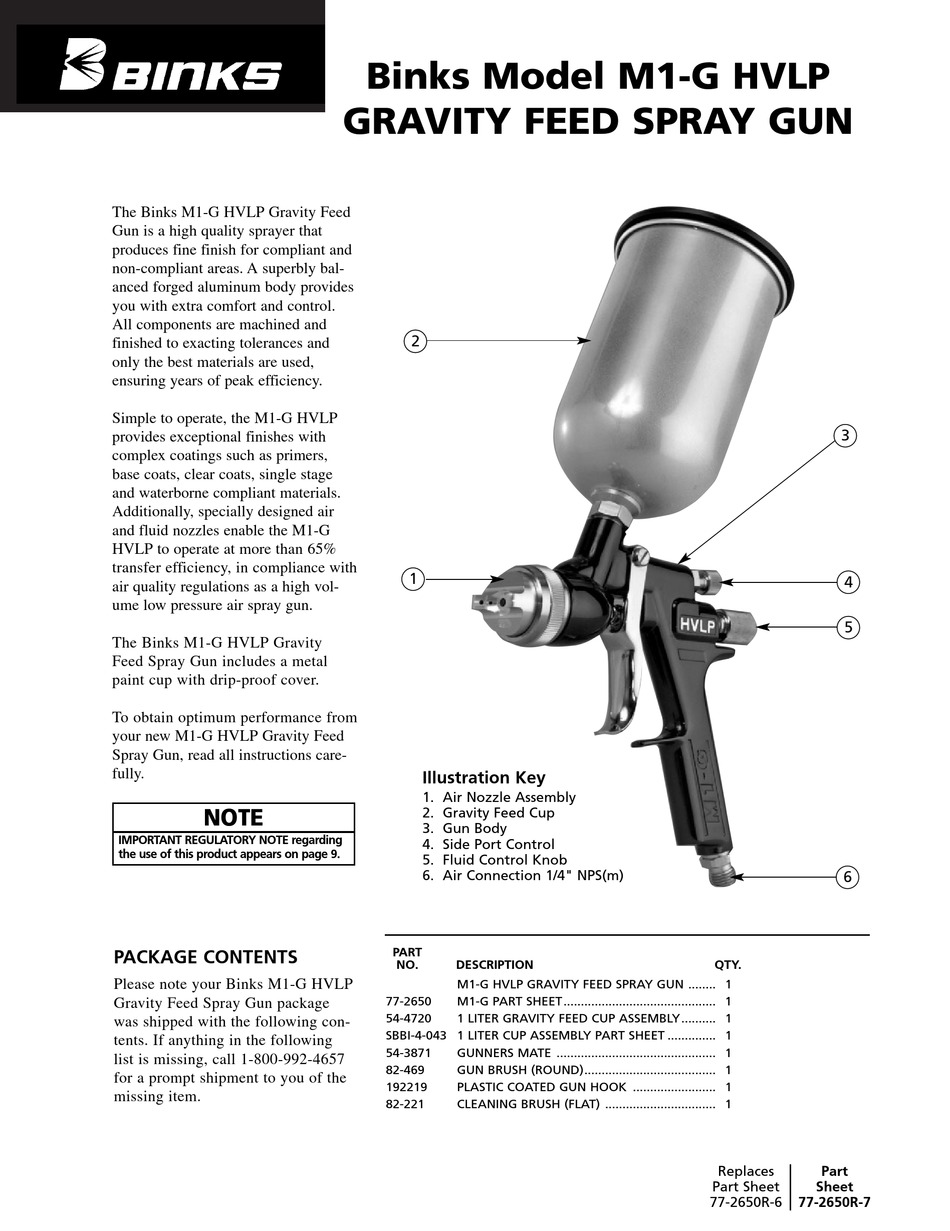 Binks 2100 Gun Parts Sheet