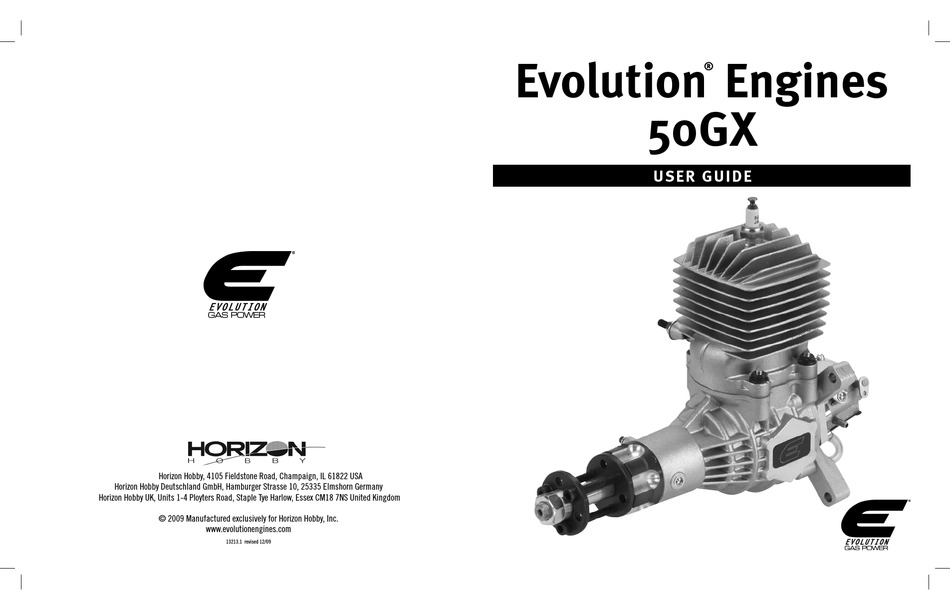 HORIZON HOBBY EVOLUTION 50GX USER MANUAL Pdf Download ManualsLib