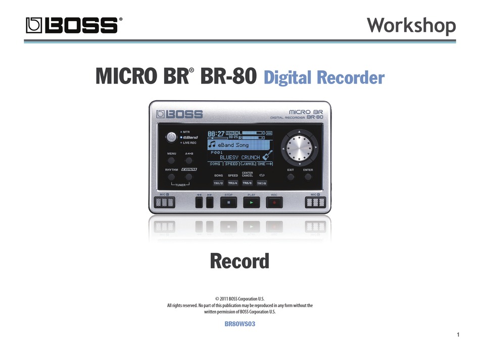 Boss Micro Br 80 Workshop Manual Pdf Download Manualslib