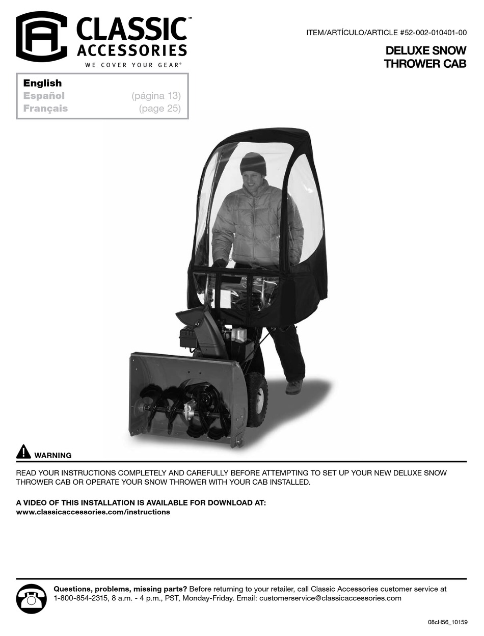 CLASSIC ACCESSORIES 5200201040100 INSTRUCTIONS MANUAL Pdf Download