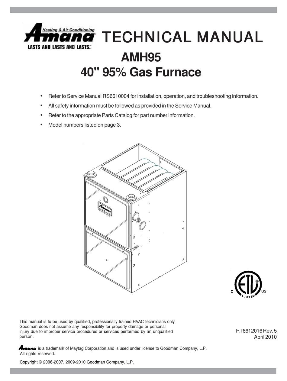 AMANA AMH95 SERIES TECHNICAL MANUAL Pdf Download | ManualsLib