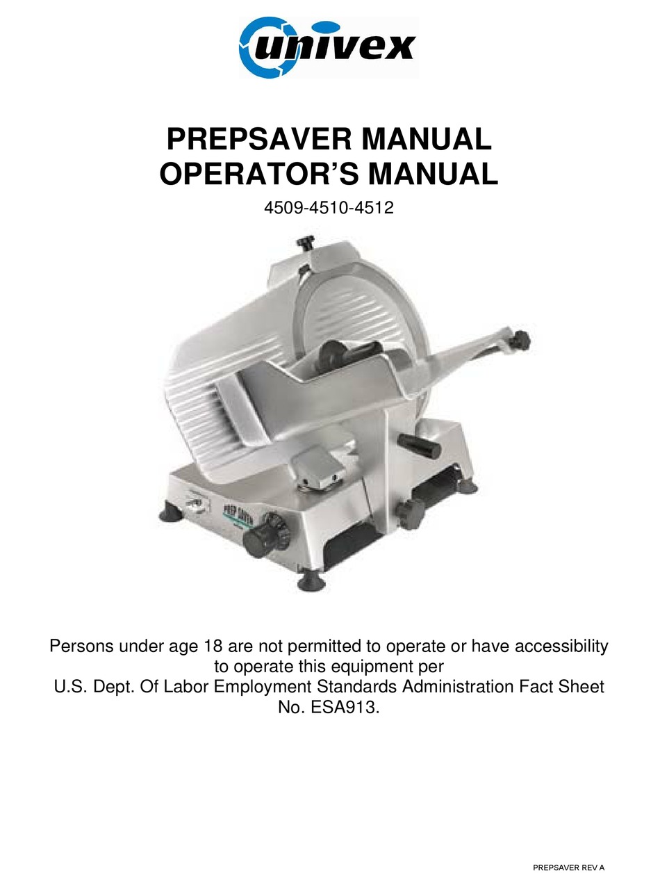 UNIVEX 4509 OPERATOR'S MANUAL Pdf Download | ManualsLib