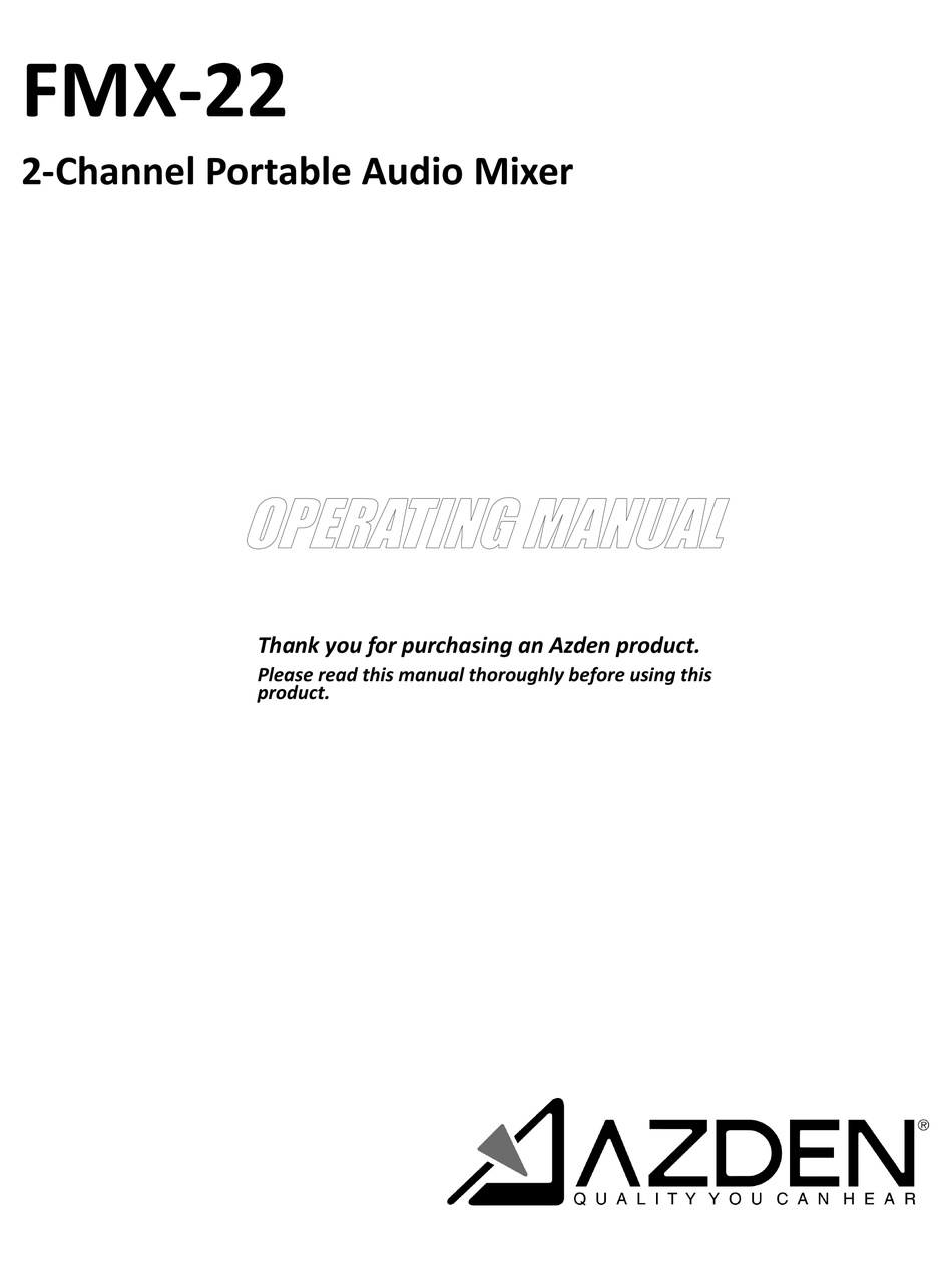 FMX-22 - 2 Channel Portable Mixer - Azden