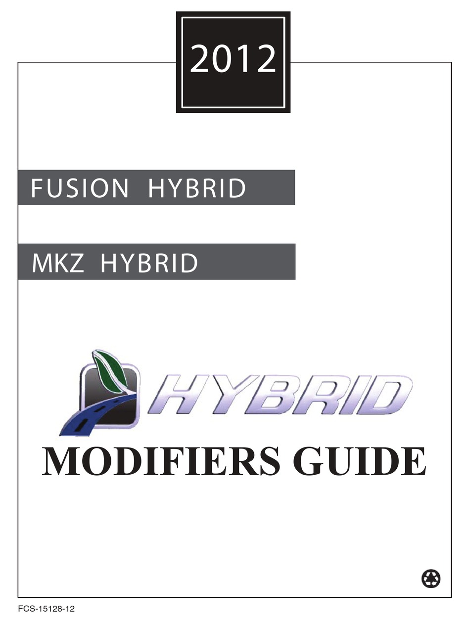 FORD FUSION HYBRID 2012 MODIFIERS MANUAL Pdf Download ManualsLib