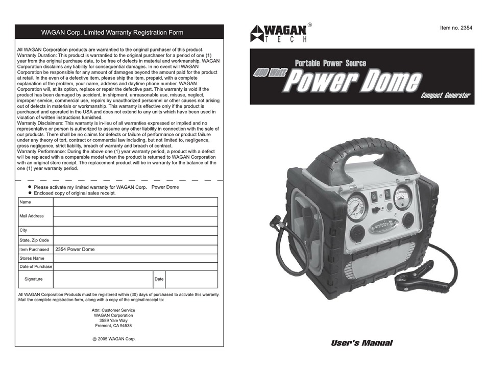 WAGAN 2354 USER MANUAL Pdf Download ManualsLib