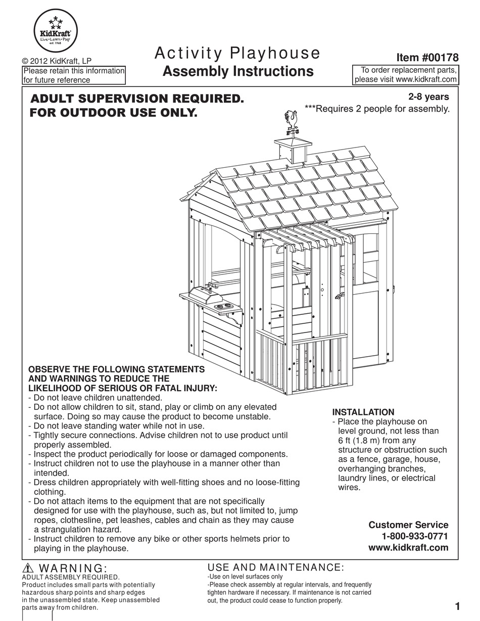 KIDKRAFT 178 ASSEMBLY INSTRUCTIONS MANUAL Pdf Download ManualsLib   Kidkraft 178 