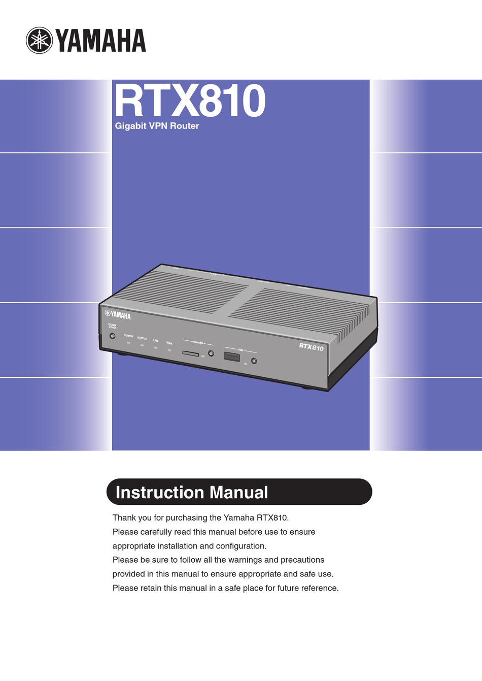 YAMAHA RTX810 INSTRUCTION MANUAL Pdf Download | ManualsLib