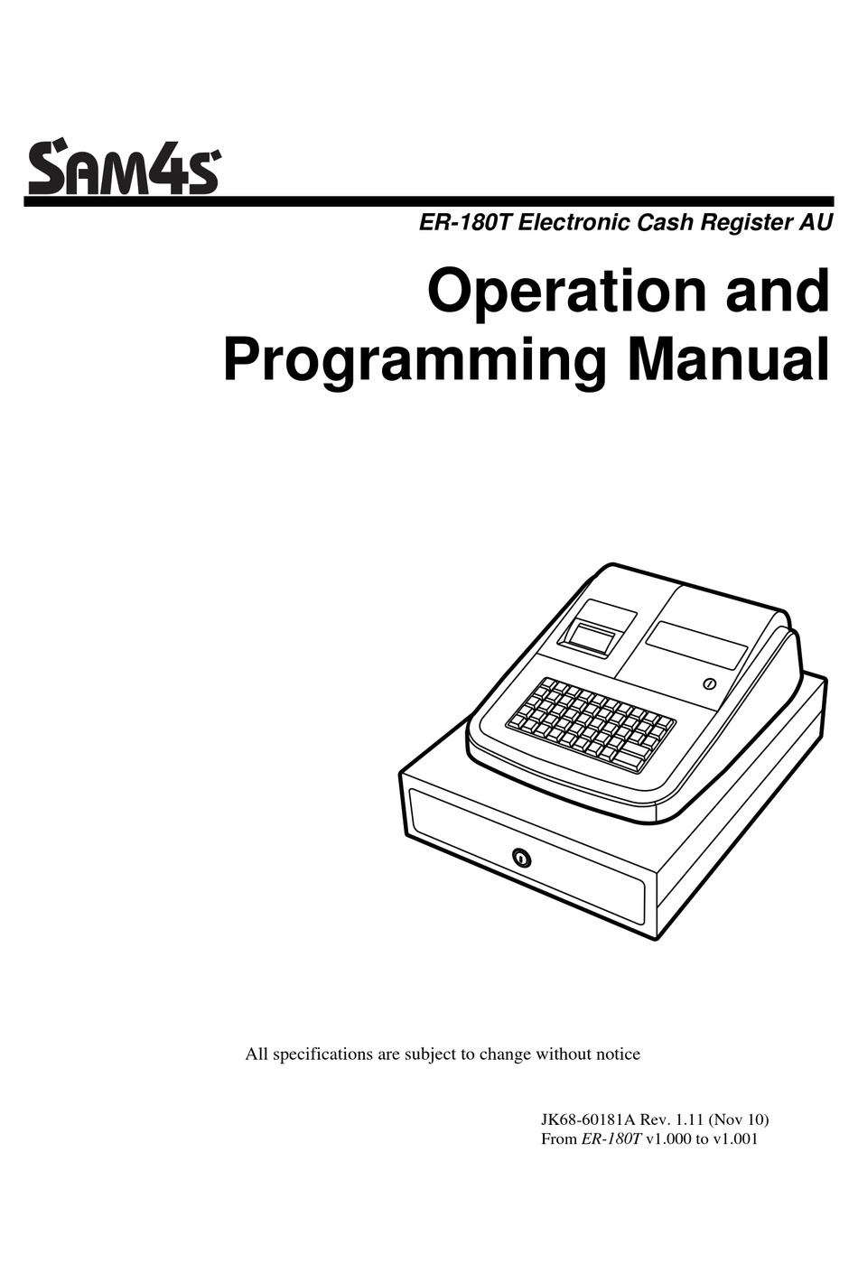 Sam4s Er 180t Operation And Programming Manual Pdf Download Manualslib