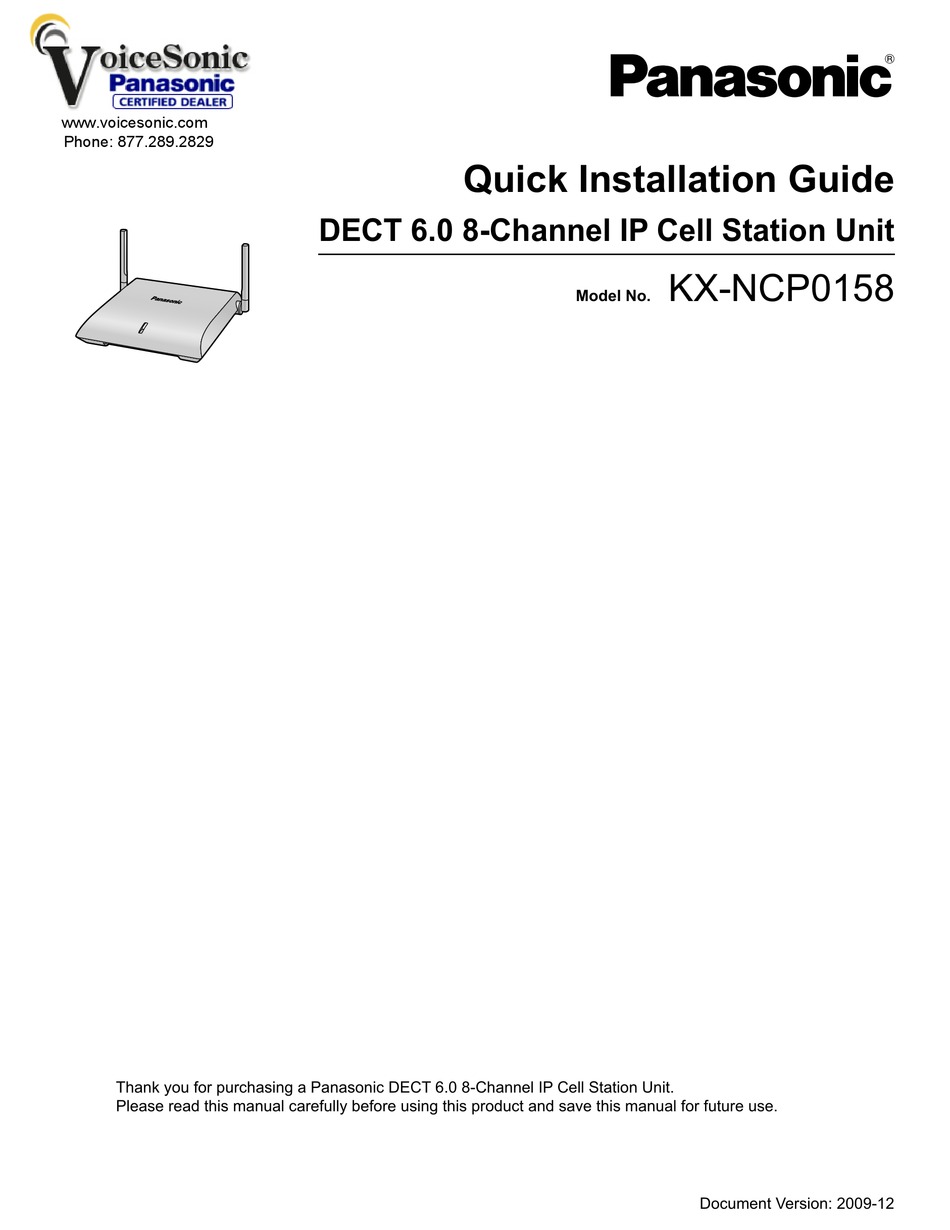 Panasonic Kx Ncp0158 Quick Installation Manual Pdf Download Manualslib