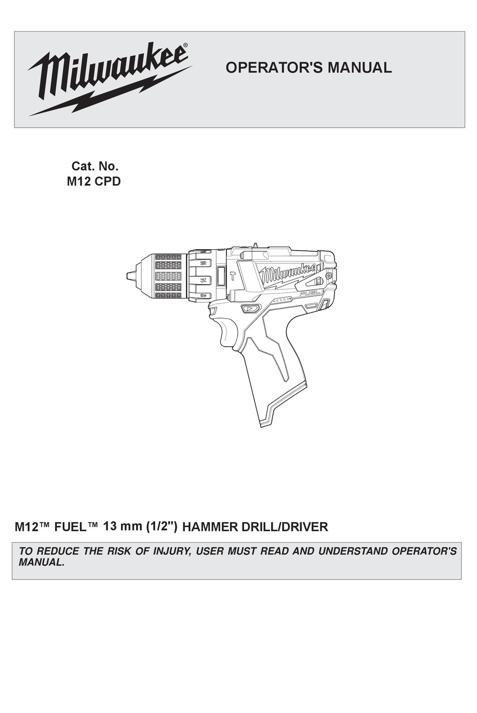MILWAUKEE M12 CPD OPERATOR'S MANUAL Pdf Download ManualsLib