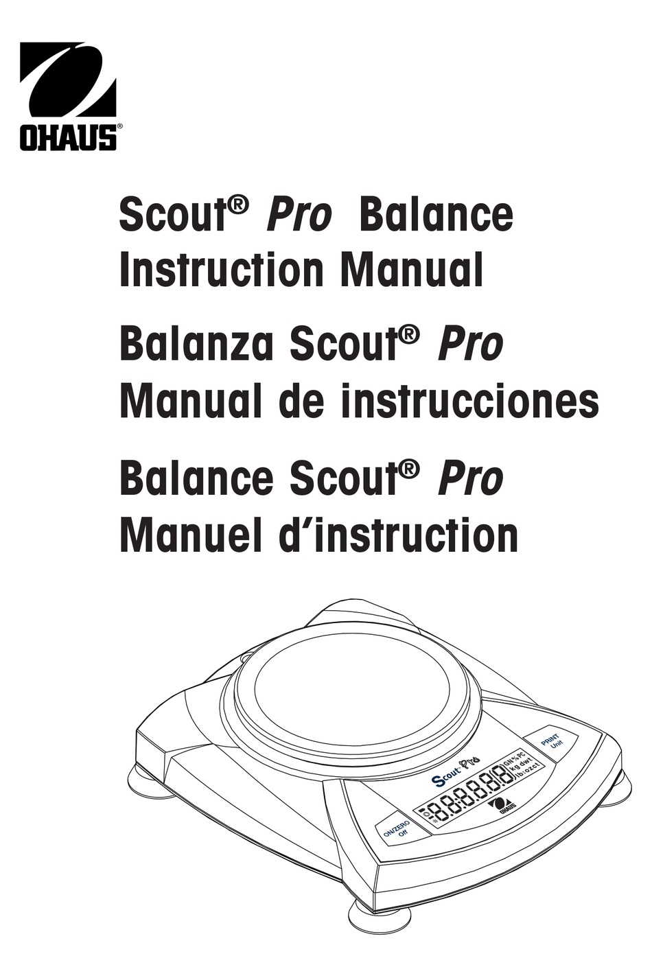 OHAUS SCOUT PRO BALANCE INSTRUCTION MANUAL Pdf Download | ManualsLib