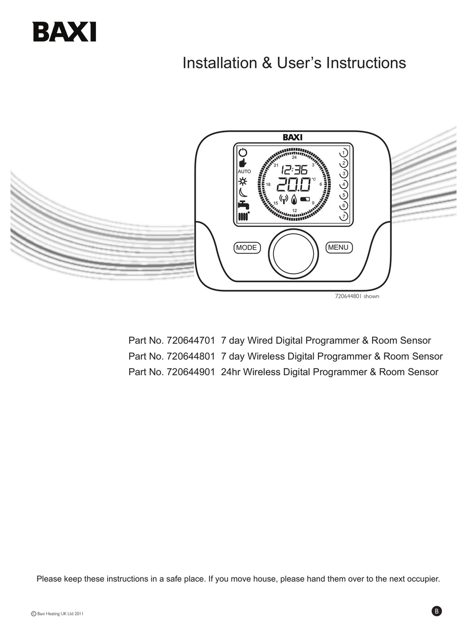 Baxi thermostat instruction manual pdf