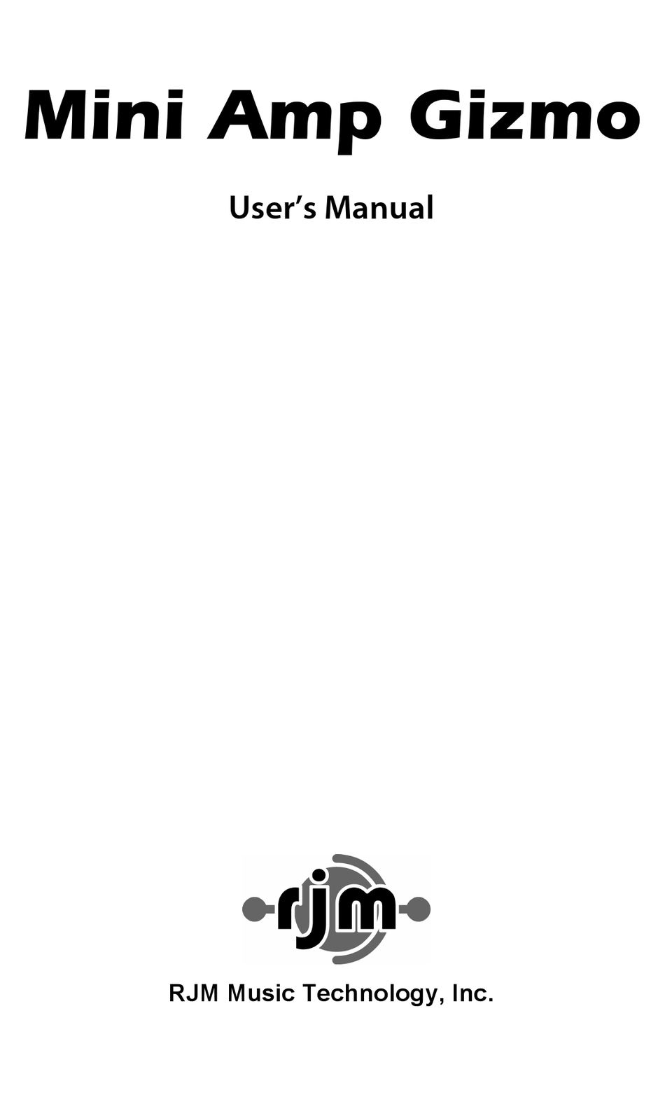 Rjm Mini Amp Gizmo User Manual Pdf Download Manualslib