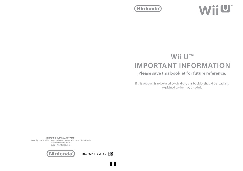 NINTENDO WII U IMPORTANT INFORMATION MANUAL Pdf Download ManualsLib