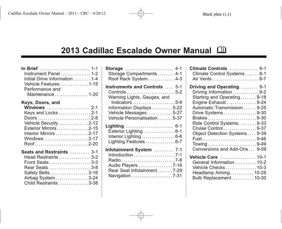 CADILLAC 2013 ESCALADE OWNER MANUAL M Pdf Download | ManualsLib