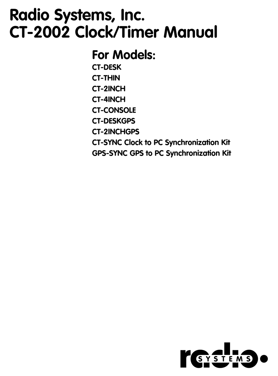 RADIO SYSTEMS CT2002 SERIES MANUAL Pdf Download ManualsLib