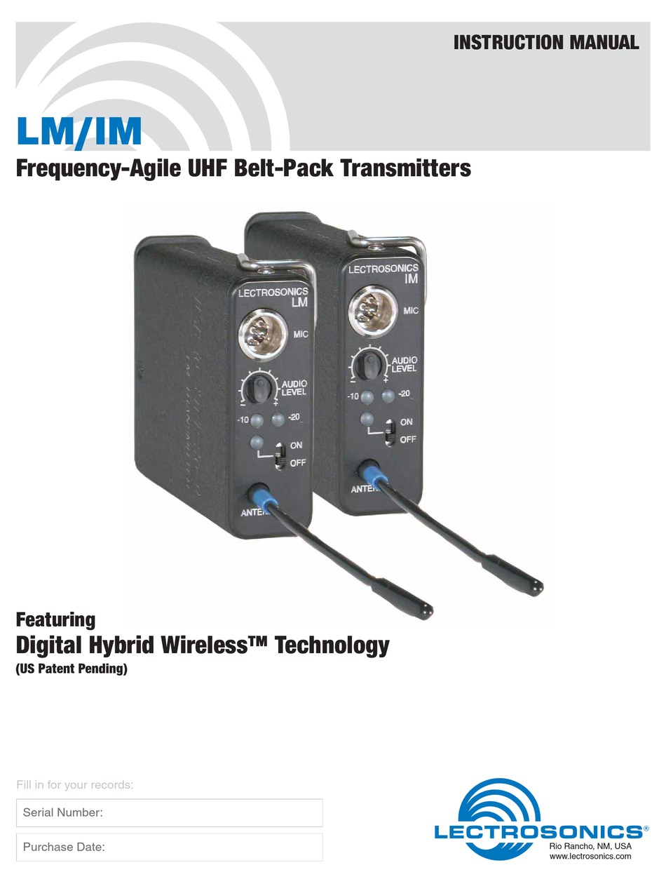 LECTROSONICS LM INSTRUCTION MANUAL Pdf Download | ManualsLib