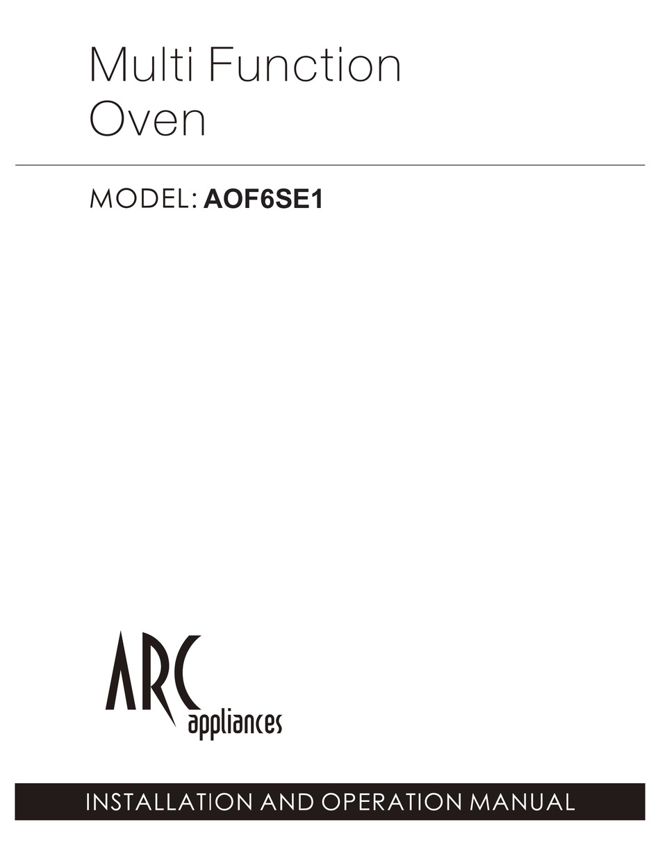 ARC APPLIANCES AOF6SE1 INSTALLATION AND OPERATION MANUAL Pdf Download