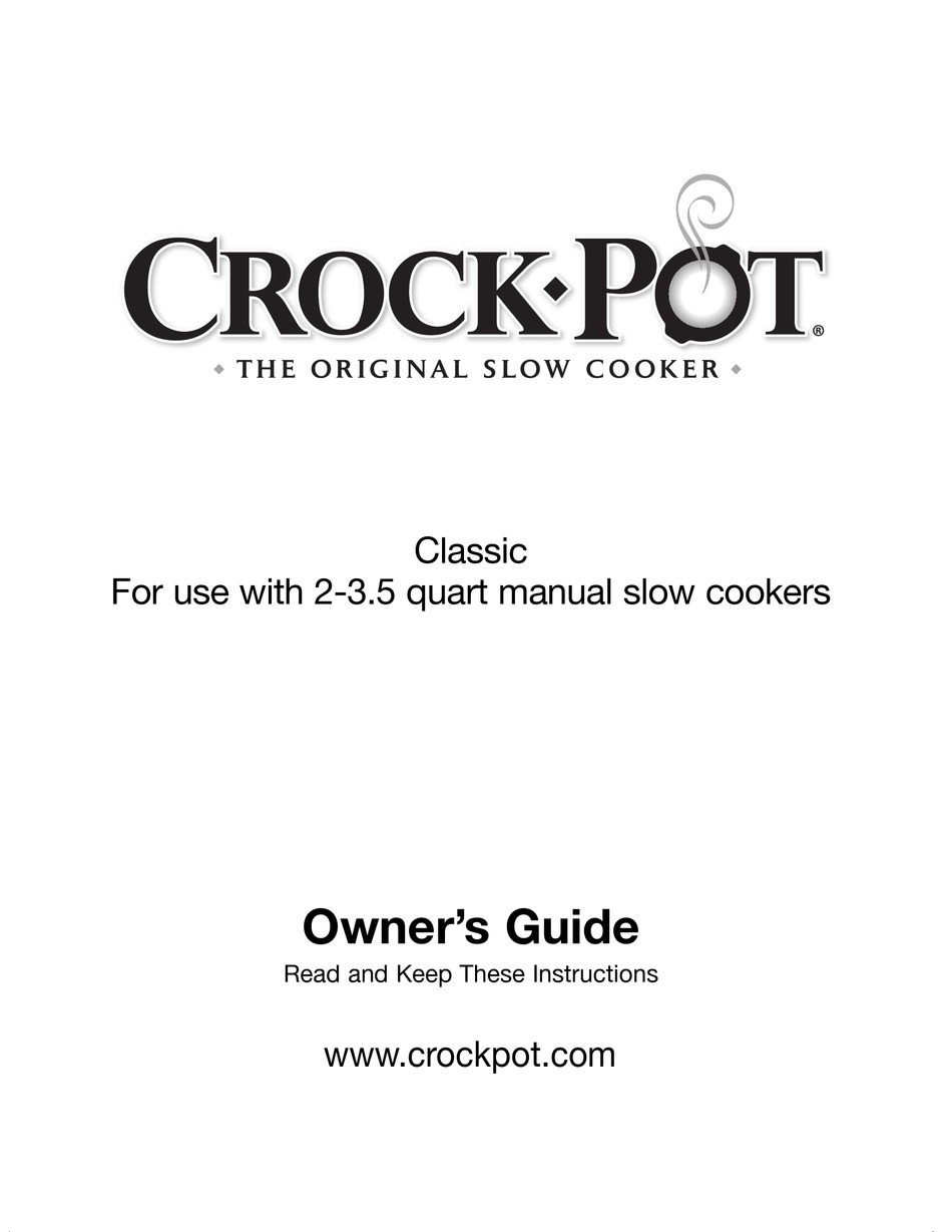 CROCKPOT SCR2500W OWNER'S MANUAL Pdf Download ManualsLib
