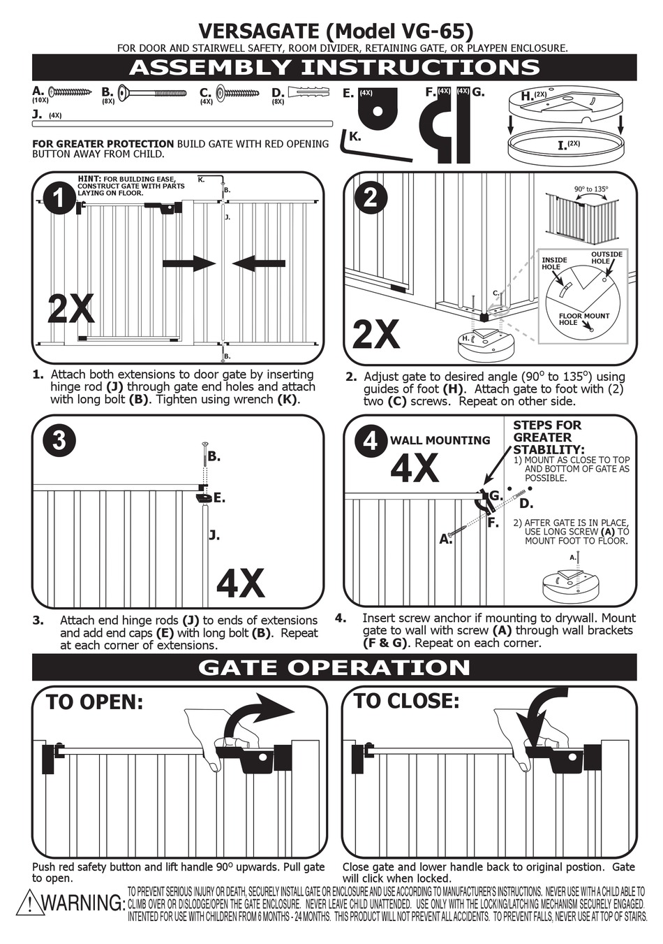 Cardinal Gates Vg 65 Assembly Instructions Pdf Download Manualslib