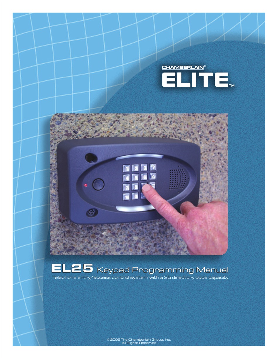 Chamberlain Elite El25 Programming Manual Pdf Download Manualslib