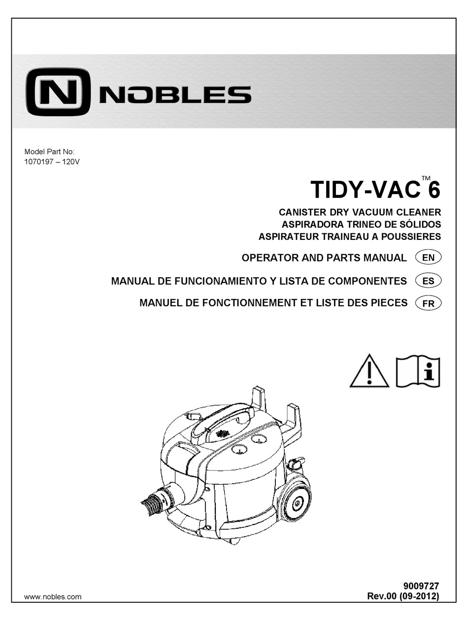 NOBLES TIDYVAC 6 OPERATOR AND PARTS MANUAL Pdf Download ManualsLib