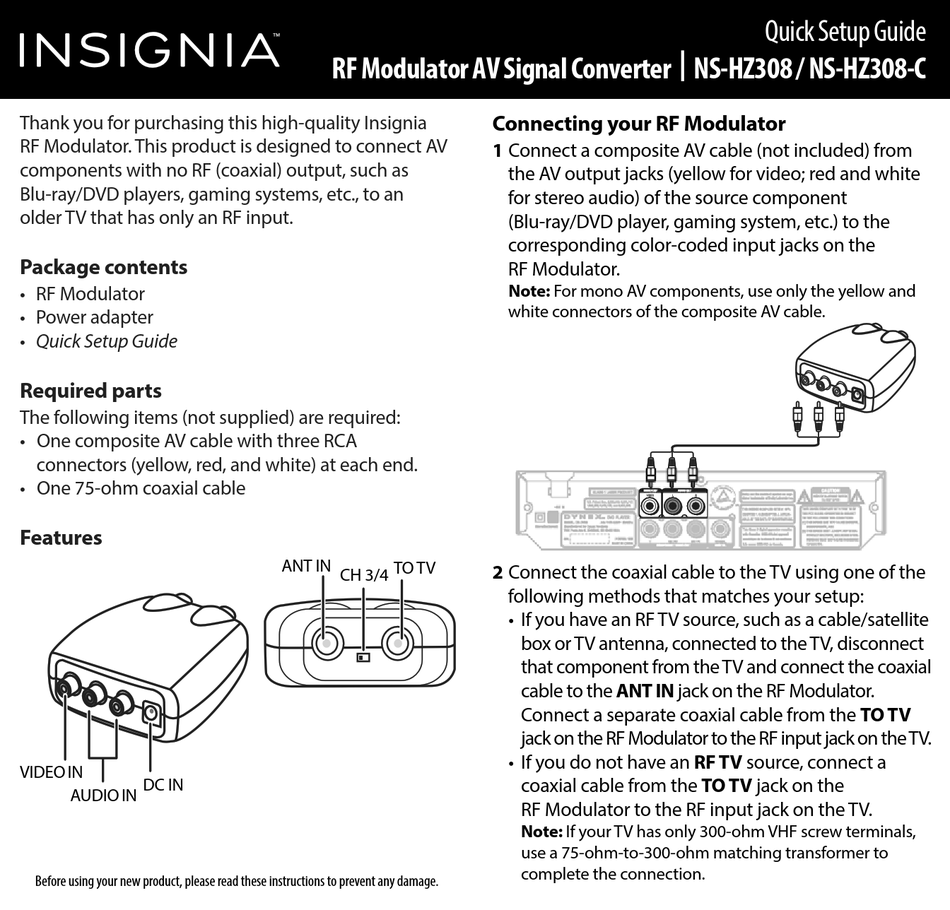 Insignia Ns Hz Quick Setup Manual Pdf Download Manualslib