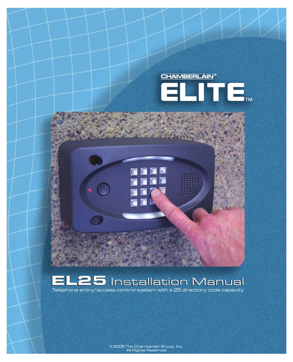 CHAMBERLAIN ELITE EL25 INSTALLATION MANUAL Pdf Download ManualsLib