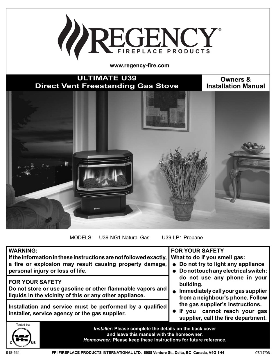 REGENCY ULTIMATE U39 OWNERS & INSTALLATION MANUAL Pdf Download ManualsLib