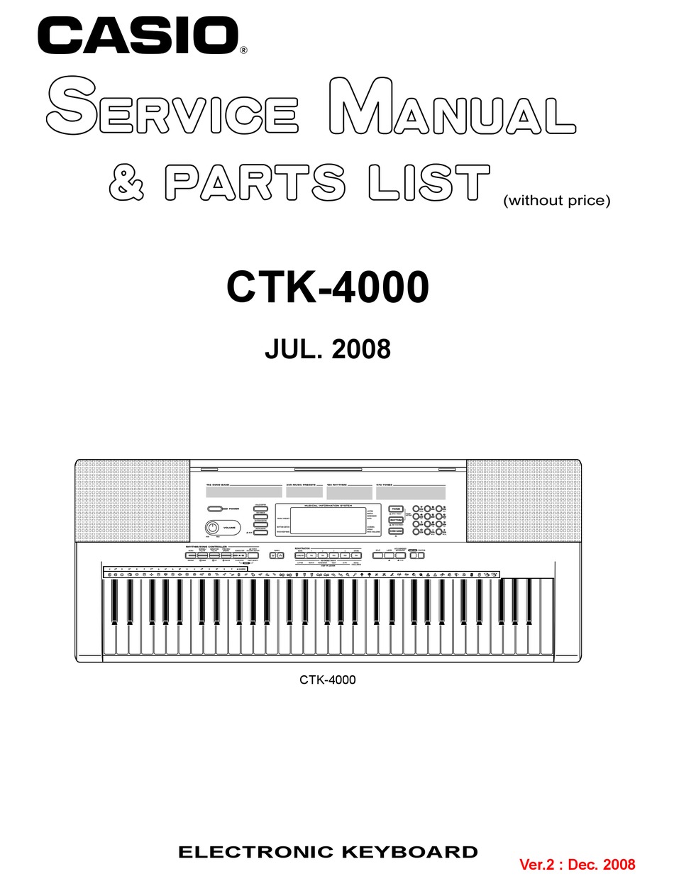 CASIO CTK-4000 SERVICE MANUAL & PARTS LIST Pdf Download | ManualsLib