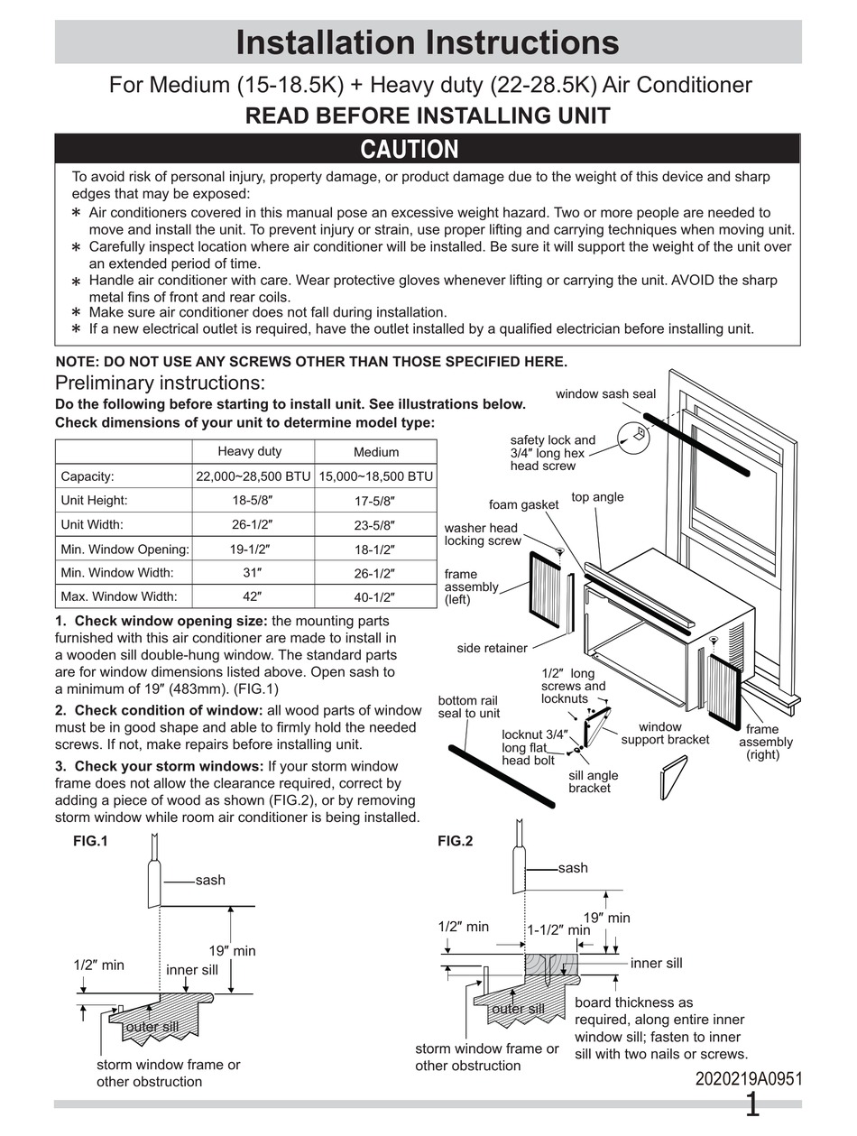 FRIGIDAIRE MEDIUM INSTALLATION INSTRUCTIONS MANUAL Pdf Download