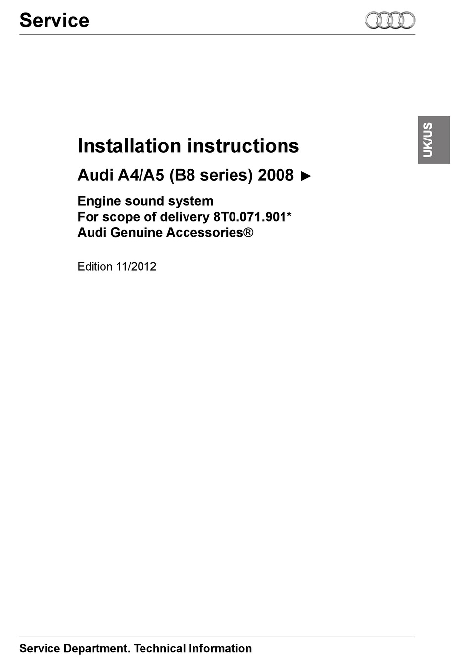 AUDI 2008 A4 INSTALLATION INSTRUCTIONS MANUAL Pdf Download ManualsLib