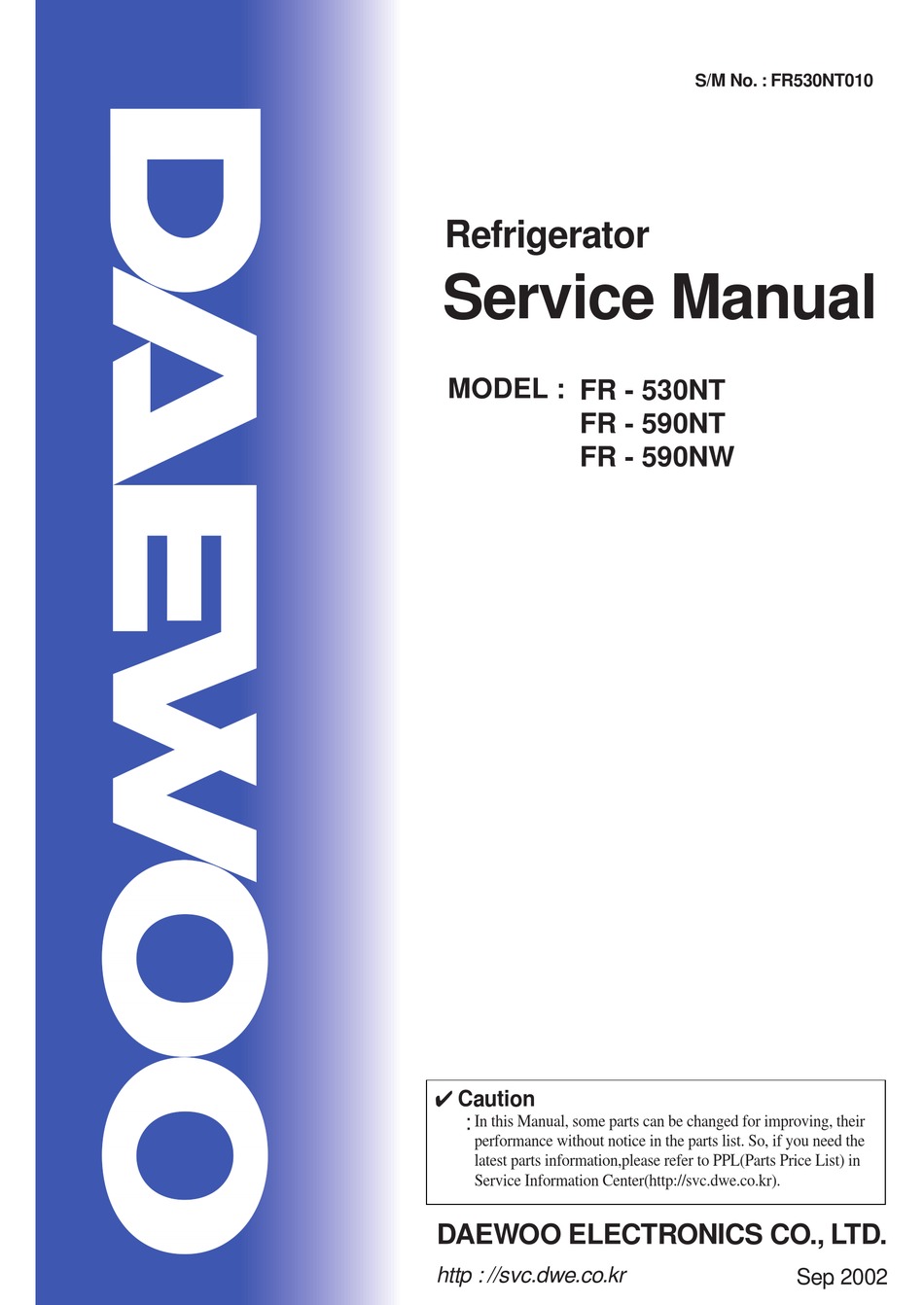 Daewoo Fr 530nt Service Manual Pdf Download Manualslib