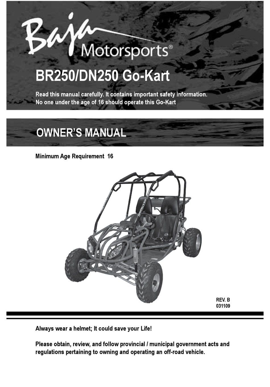 BAJA BR250 GOKART OWNER'S MANUAL Pdf Download ManualsLib