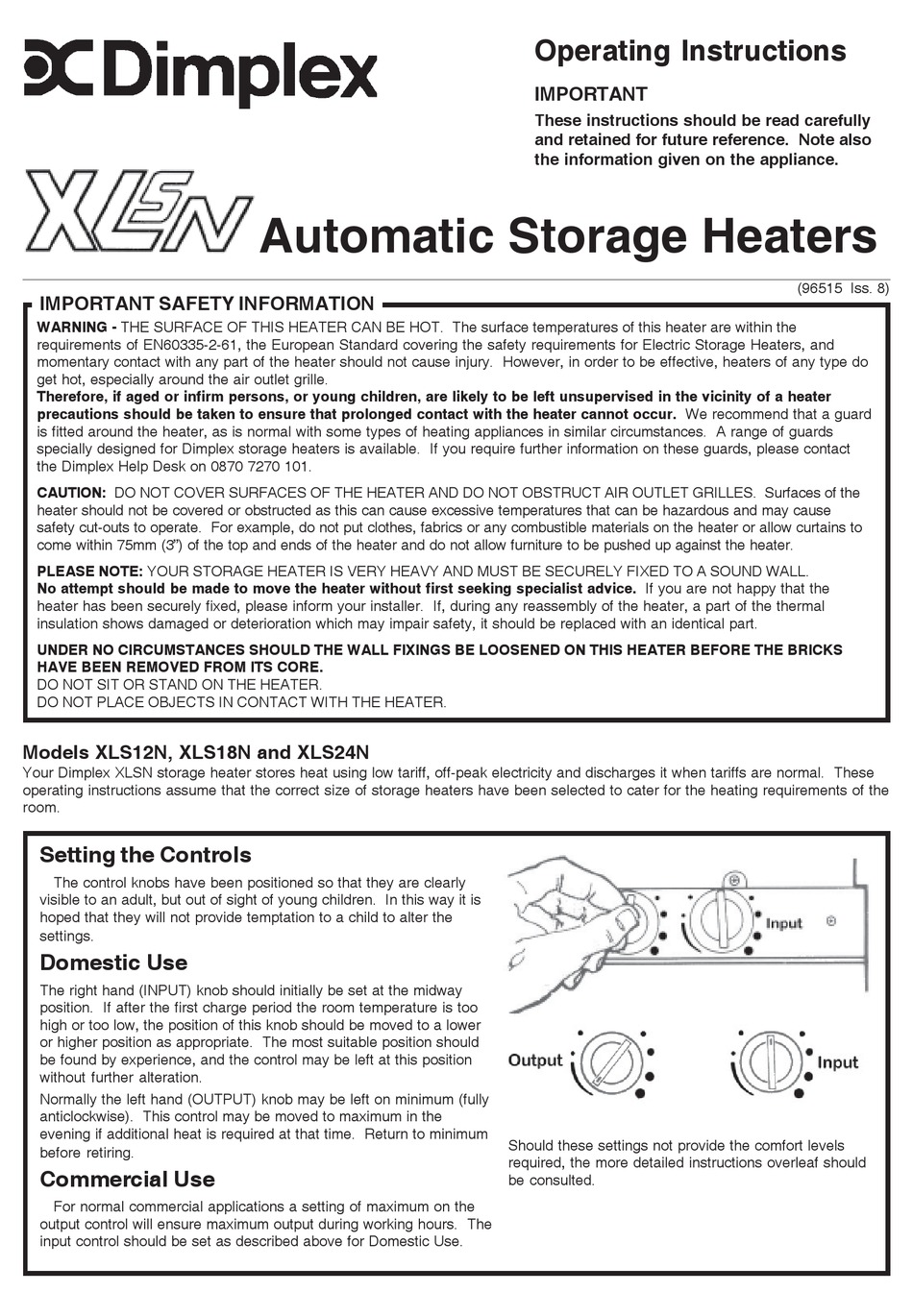 DIMPLEX XLS12N OPERATING INSTRUCTIONS Pdf Download ManualsLib