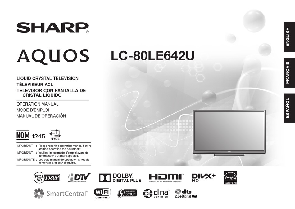 Sharp Aquos Lc 80le642u Operation Manual Pdf Download Manualslib