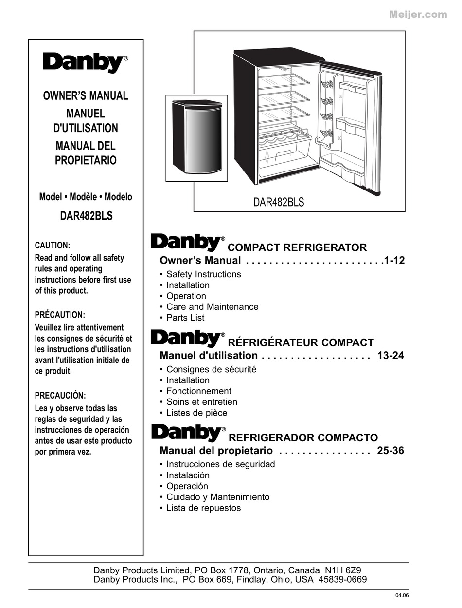 Danby Dar482bls Owner S Manual Pdf Download Manualslib