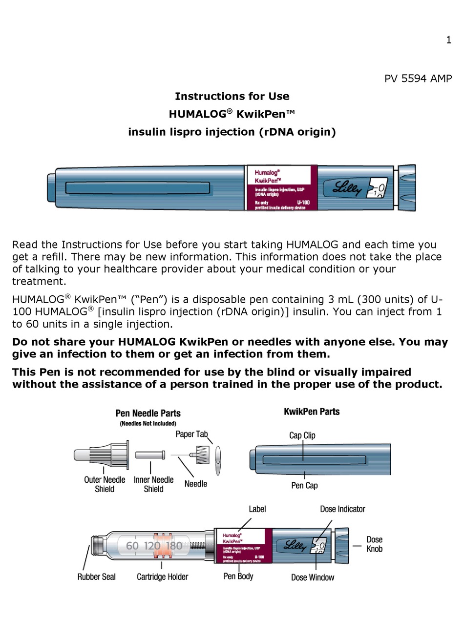 HUMALOG KWIKPEN INSTRUCTIONS FOR USE MANUAL Pdf Download ManualsLib