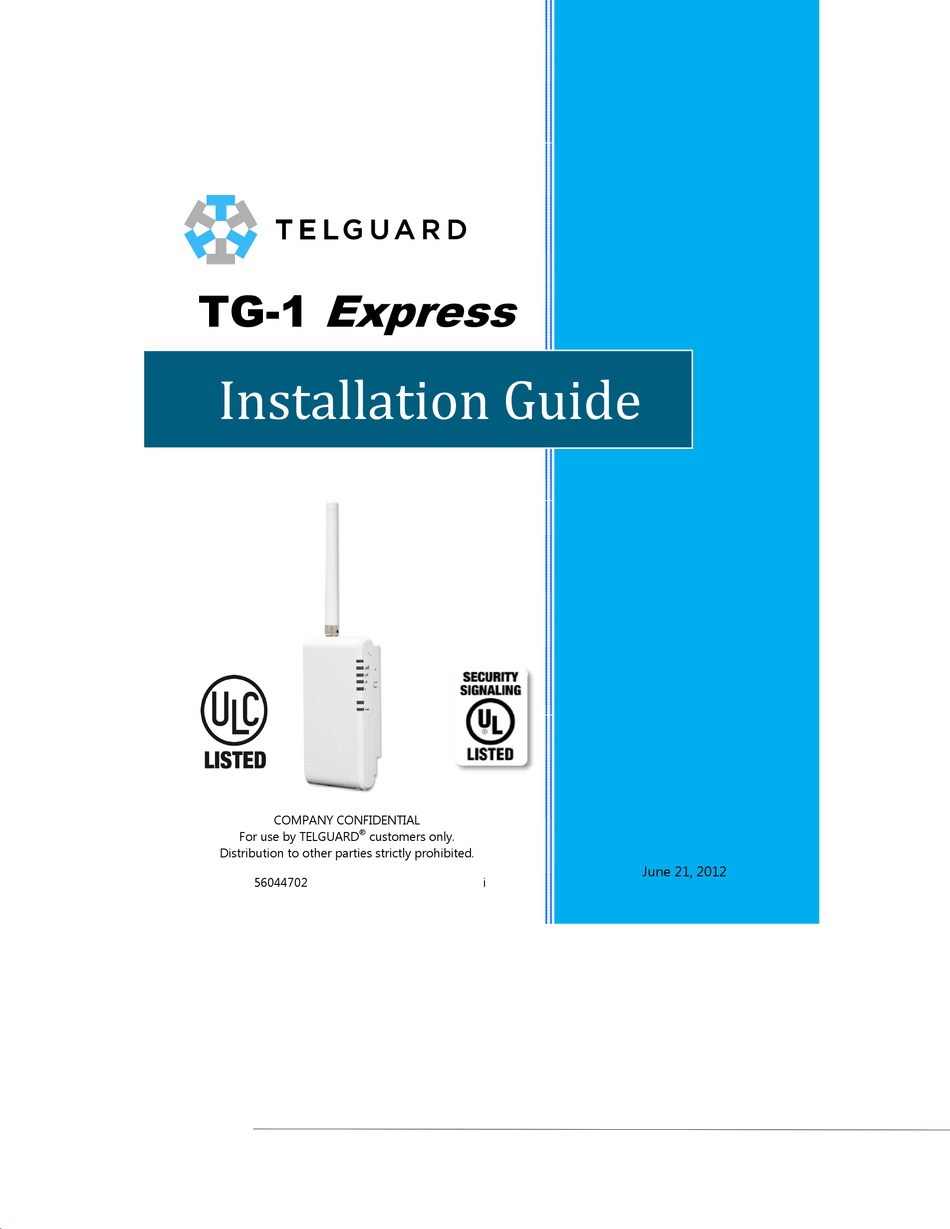 TELULAR TG-1 EXPRESS INSTALLATION MANUAL Pdf Download | ManualsLib