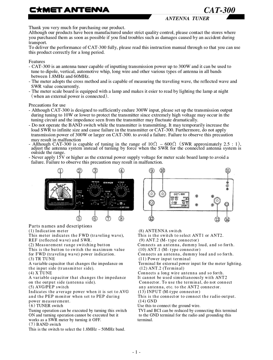 Comet Cha-250b Antenna Manual