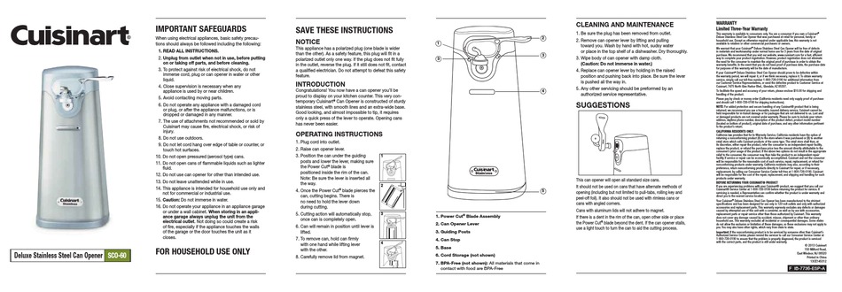 User manual Cuisinart CCO-50 (English - 6 pages)