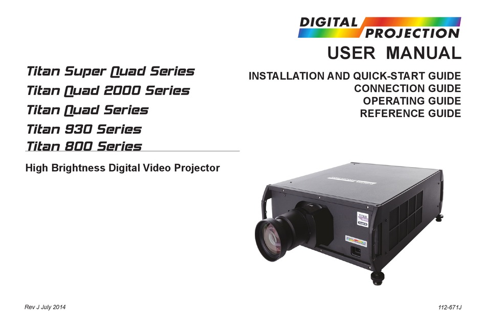 DIGITAL PROJECTION TITAN SUPER QUAD SERIES USER MANUAL Pdf Download