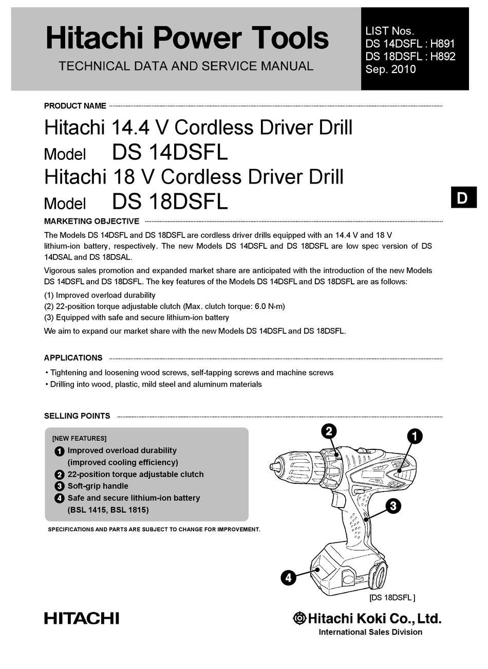 Hitachi Ds 14dsfl Technical Data And Service Manual Pdf Download Manualslib