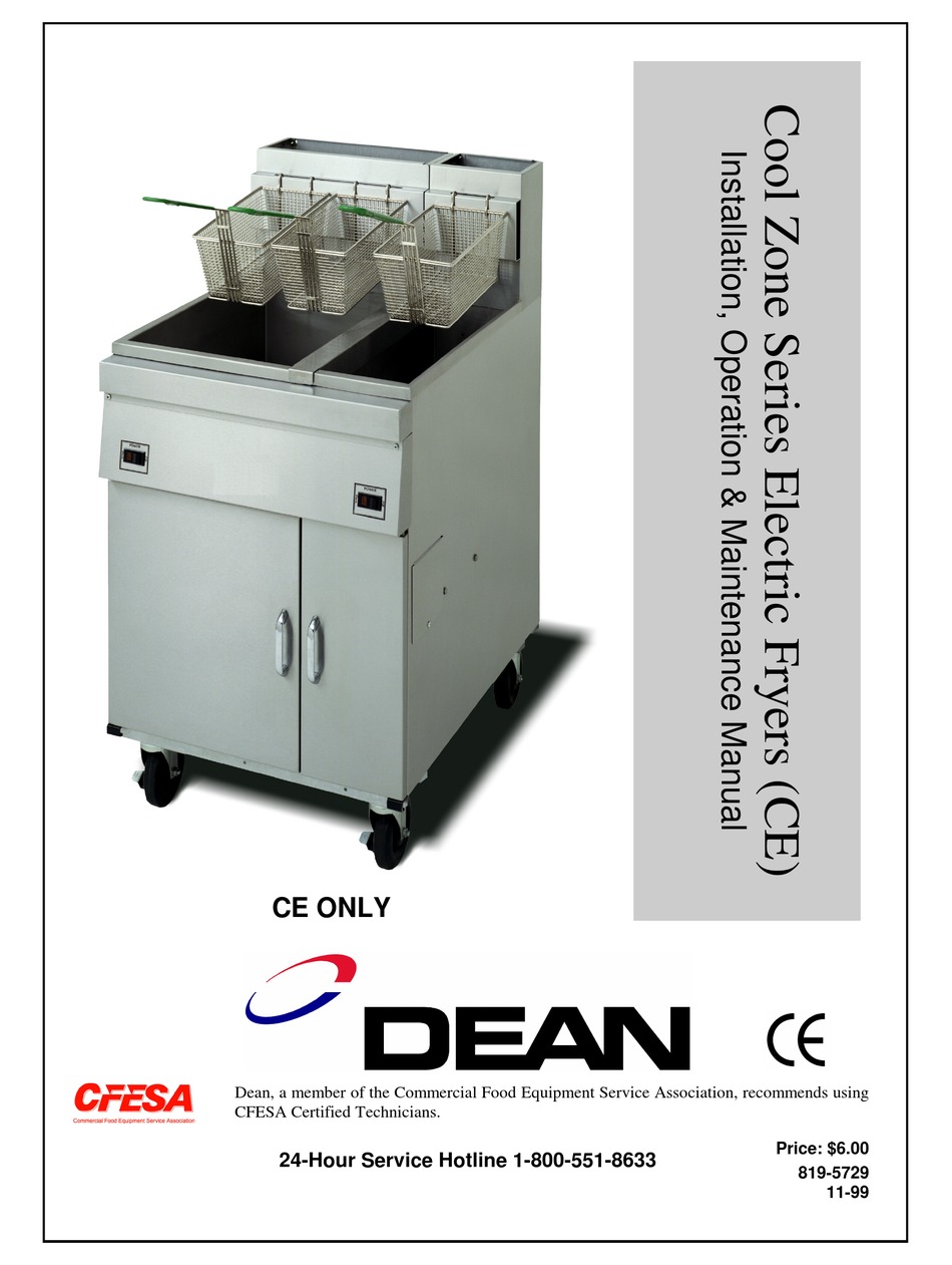 DEAN COOL ZONE SERIES INSTALLATION, OPERATION & MAINTENANCE MANUAL Pdf