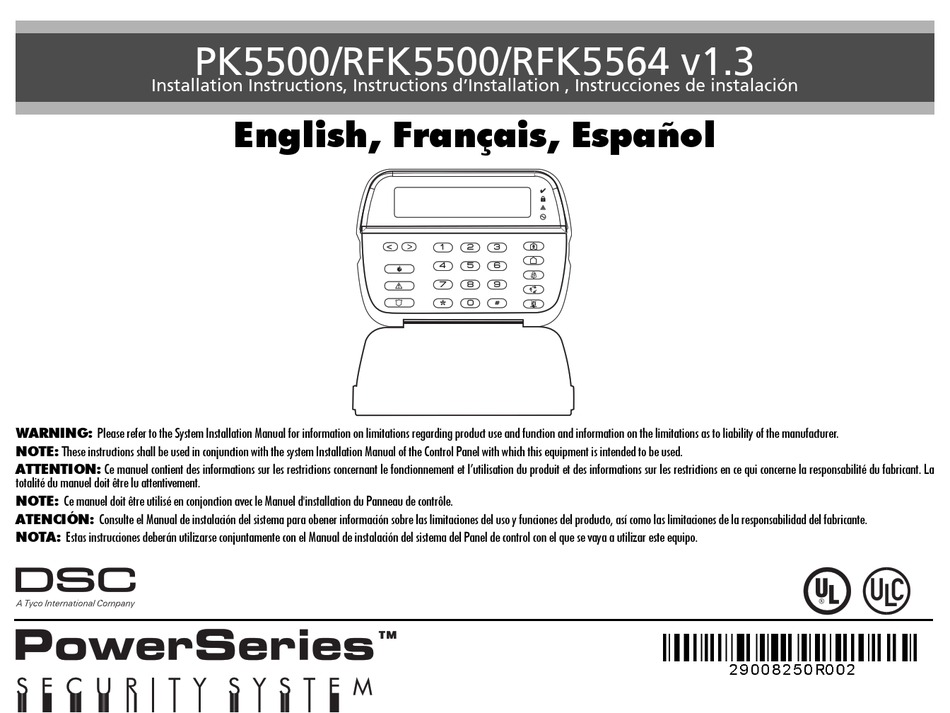 DSC POWER PK5500 INSTALLATION INSTRUCTIONS MANUAL Pdf Download | ManualsLib