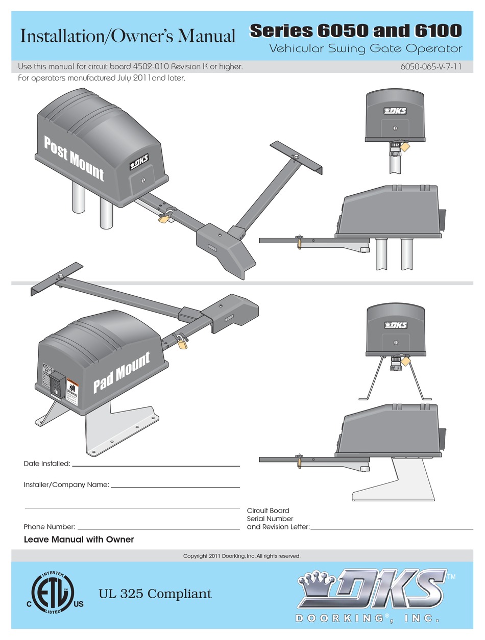 DKS SERIES 6050 OWNER'S MANUAL Pdf Download | ManualsLib