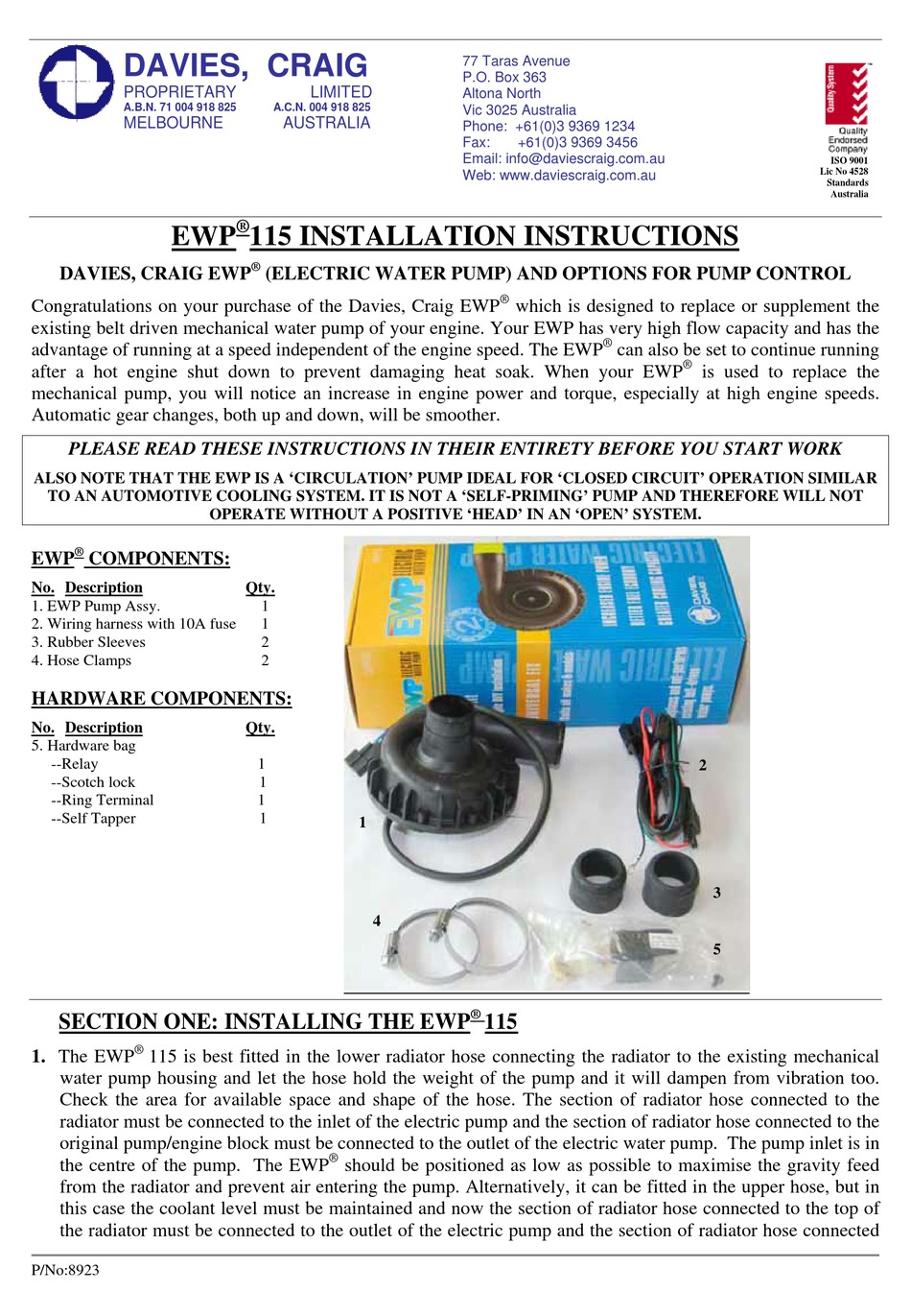 Davies Craig Ewp 115 Installation Instructions Manual Pdf Download Manualslib