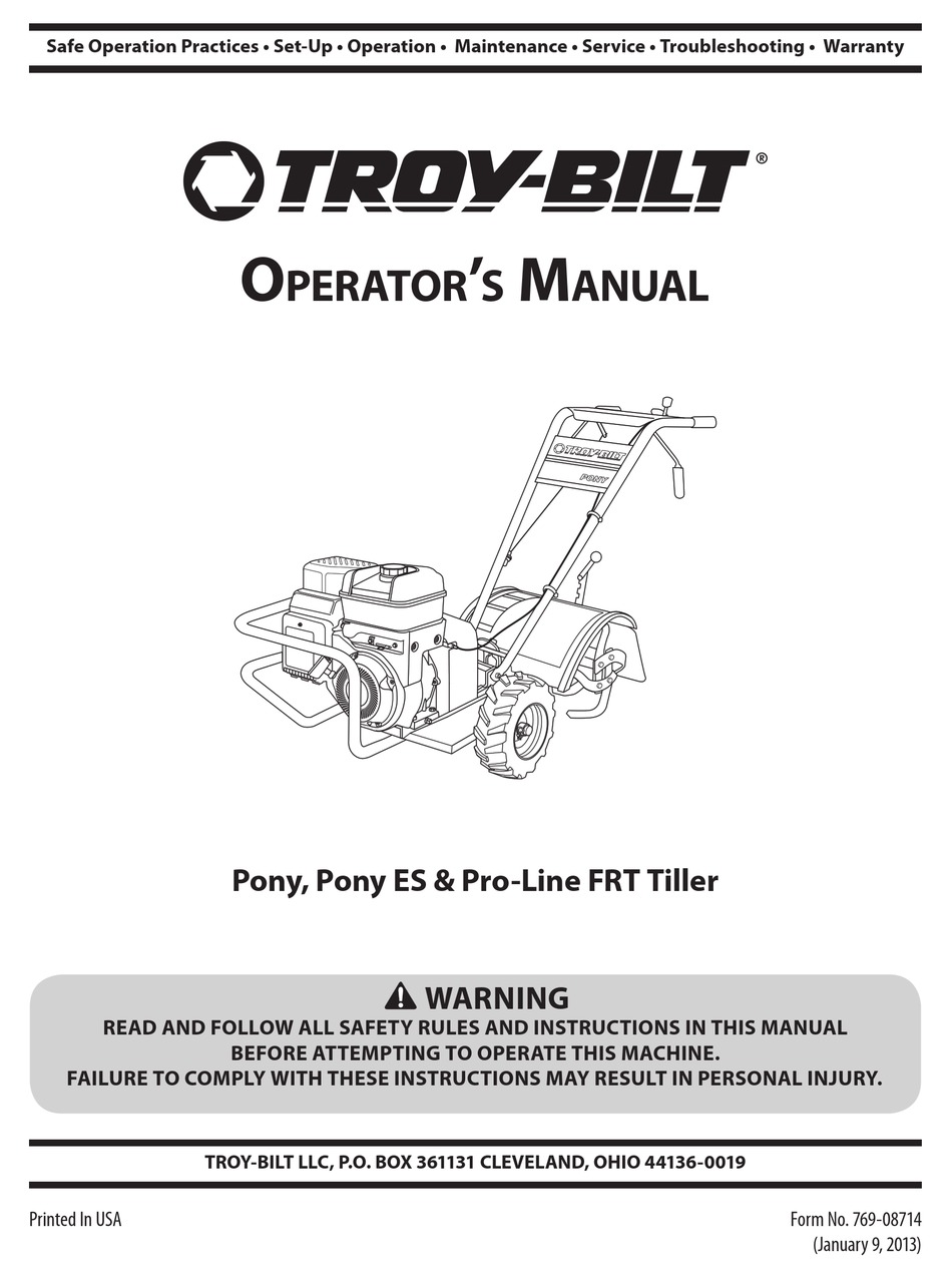 TROY-BILT PONY ES OPERATOR'S MANUAL Pdf Download | ManualsLib