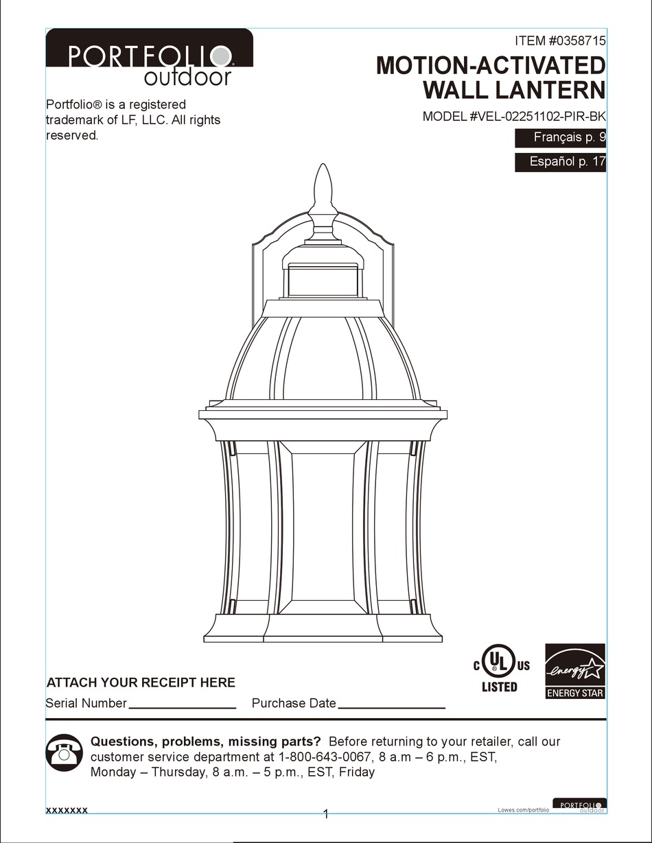 PORTFOLIO VEL02251102PIRBK USER INSTRUCTION Pdf Download ManualsLib