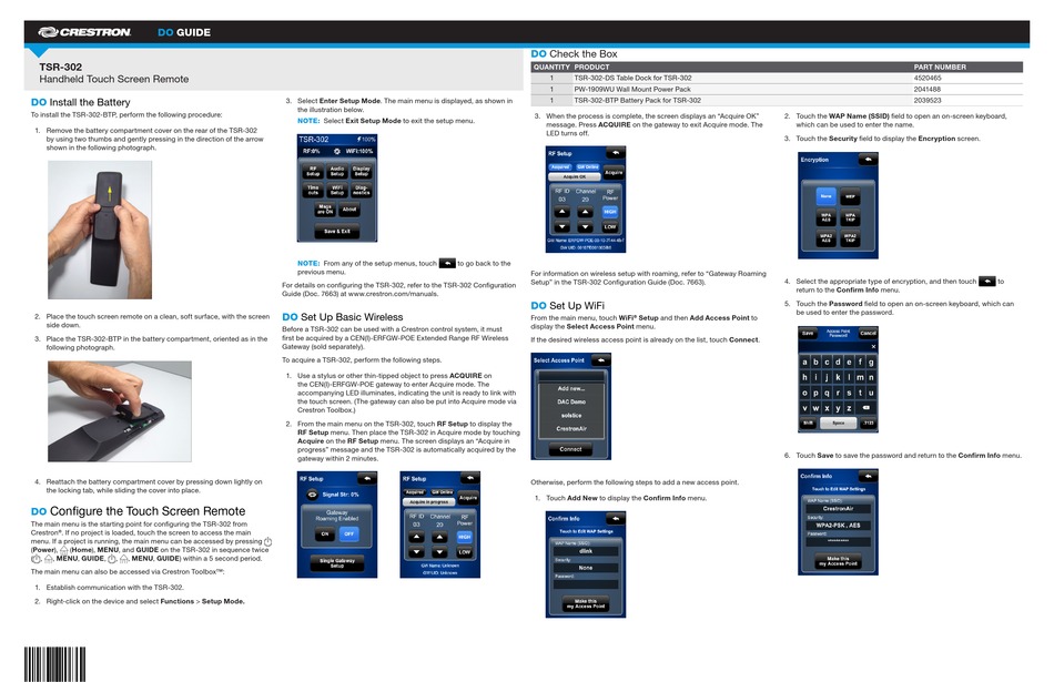 Crestron Tsw 750 Setup Mode